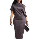Slash neck half sleeve women’s sheath dress