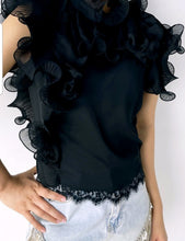 Load image into Gallery viewer, Black Ruffle Top