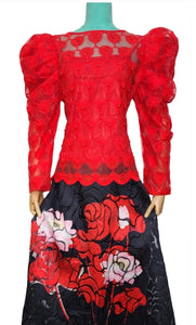 Red Long Sleeve Lace Top