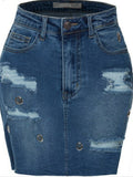 Women's stretchy vintage denim mini skirt