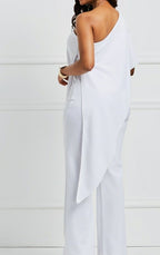 White Off Shoulder Zipper jumpsuit