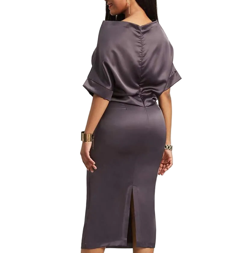 Slash neck half sleeve women’s sheath dress