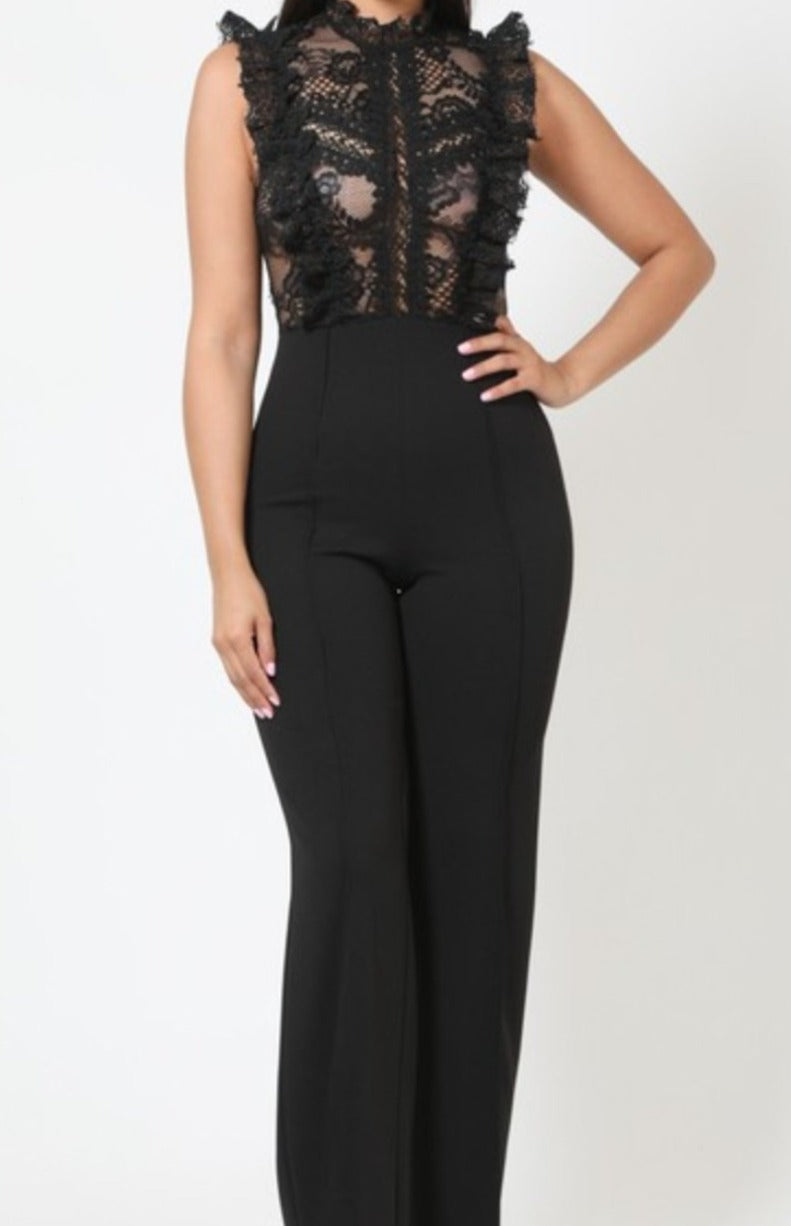 Black Elegant Lace to Top Jumpsuit