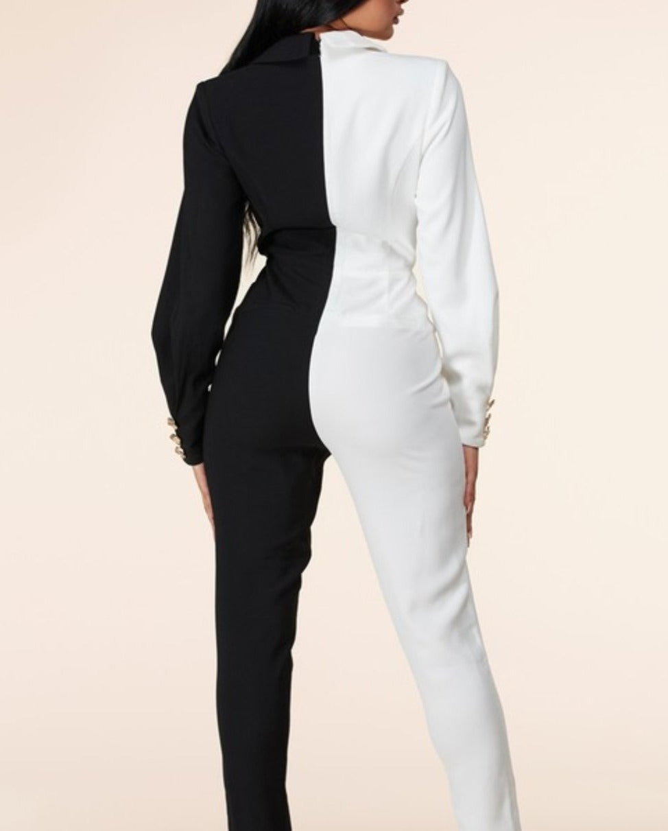 Classy Black and White Jumpsuit