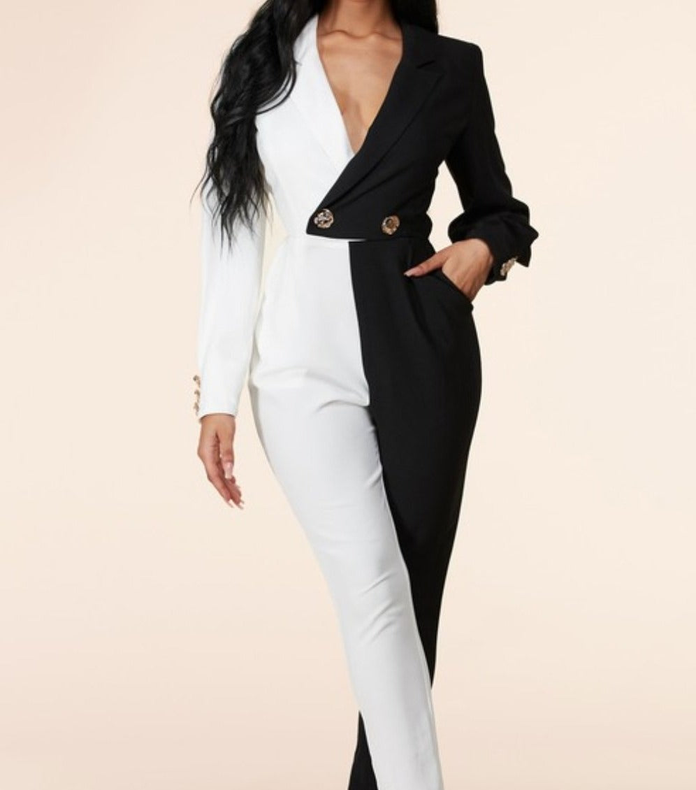 Classy Black and White Jumpsuit