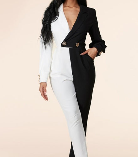 Classy Black and White Jumpsuit