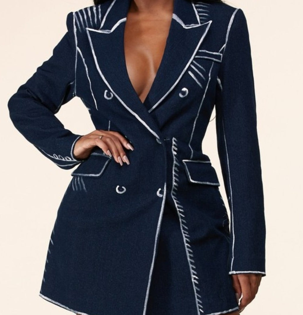 white christmas dresses Akira Look at Me Rhinestone Blazer Dress Denim | Light Blue main image 0