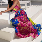 Multi Color Pleated Maxi Dress