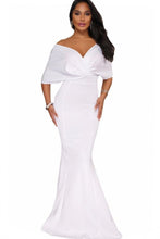 Load image into Gallery viewer, White Off Shoulder Zipper Sexy Mermaid Maxi Dress