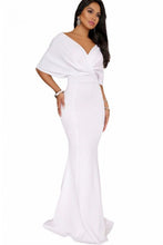 Load image into Gallery viewer, White Off Shoulder Zipper Sexy Mermaid Maxi Dress